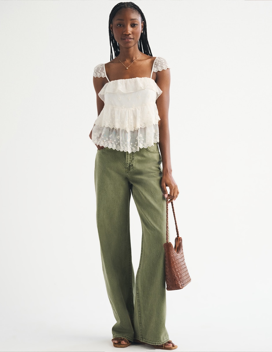 Top abercrombie & fitch cuello v escote v tirante ajustable